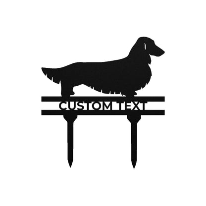 Dachshund Long Haired Custom Address, Name Metal Yard Sign - Mallard Moon Gift Shop