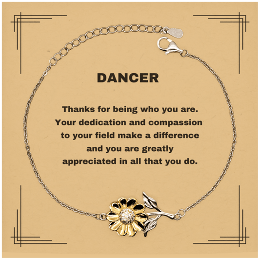 Dancer Sunflower Bracelet - Thanks for being who you are - Birthday Christmas Jewelry Gifts Coworkers Colleague Boss - Mallard Moon Gift Shop