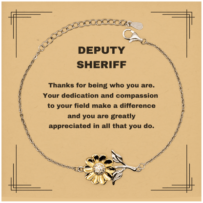 Deputy Sheriff Sunflower Bracelet - Thanks for being who you are - Birthday Christmas Jewelry Gifts Coworkers Colleague Boss - Mallard Moon Gift Shop