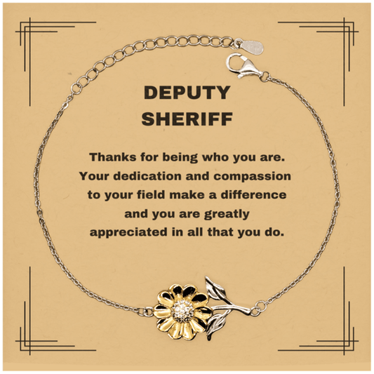 Deputy Sheriff Sunflower Bracelet - Thanks for being who you are - Birthday Christmas Jewelry Gifts Coworkers Colleague Boss - Mallard Moon Gift Shop