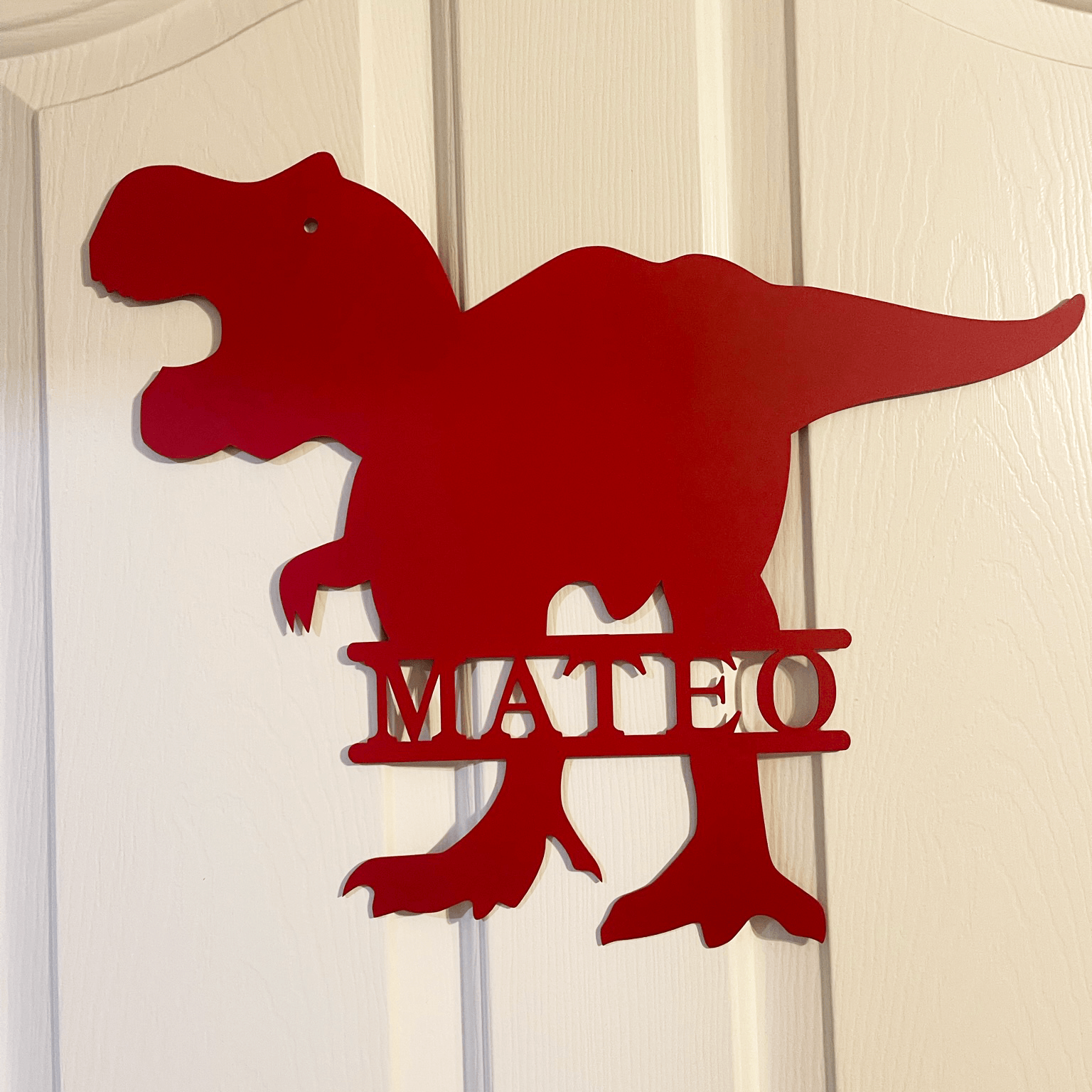 Dinosaur T-Rex Personalized Name Metal Art Wall Sign - Mallard Moon Gift Shop