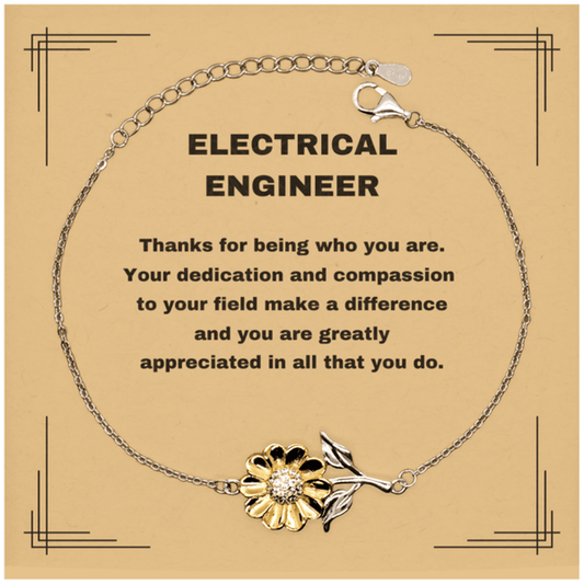 Electrical Engineer Sunflower Bracelet - Thanks for being who you are - Birthday Christmas Jewelry Gifts Coworkers Colleague Boss - Mallard Moon Gift Shop