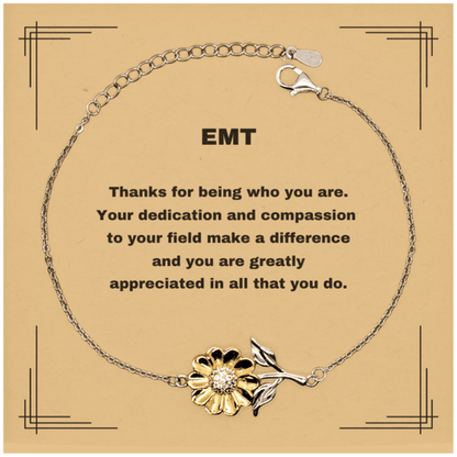 EMT Sunflower Bracelet - Thanks for being who you are - Birthday Christmas Jewelry Gifts Coworkers Colleague Boss - Mallard Moon Gift Shop