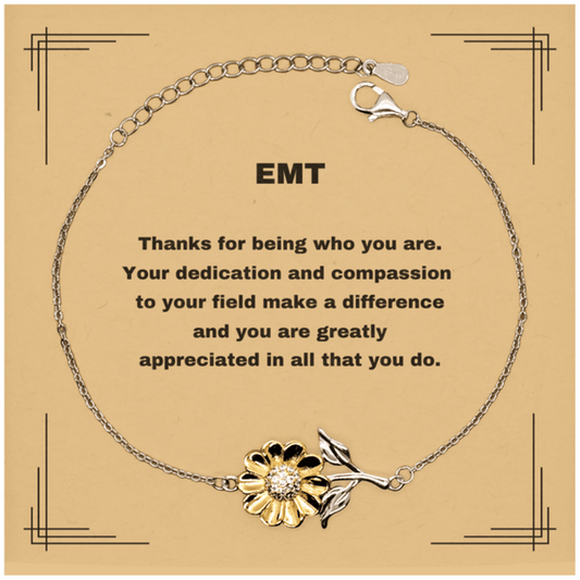 EMT Sunflower Bracelet - Thanks for being who you are - Birthday Christmas Jewelry Gifts Coworkers Colleague Boss - Mallard Moon Gift Shop