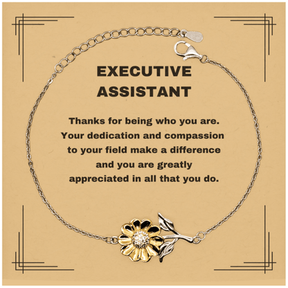 Executive Assistant Sunflower Bracelet - Thanks for being who you are - Birthday Christmas Jewelry Gifts Coworkers Colleague Boss - Mallard Moon Gift Shop
