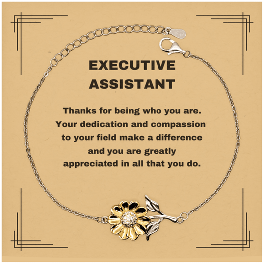 Executive Assistant Sunflower Bracelet - Thanks for being who you are - Birthday Christmas Jewelry Gifts Coworkers Colleague Boss - Mallard Moon Gift Shop