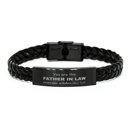 Father In Law Braided Leather Bracelet, Everyone wishes they had, Inspirational Bracelet For Father In Law, Father In Law Gifts, Birthday Christmas Unique Gifts For Father In Law - Mallard Moon Gift Shop