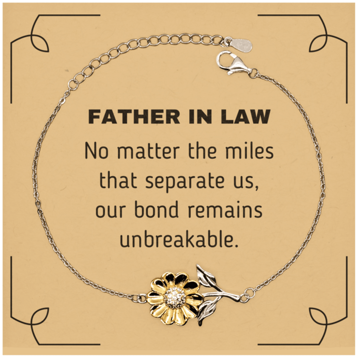 Father In Law Long Distance Relationship Gifts, No matter the miles that separate us, Cute Love Sunflower Bracelet For Father In Law, Birthday Christmas Unique Gifts For Father In Law - Mallard Moon Gift Shop