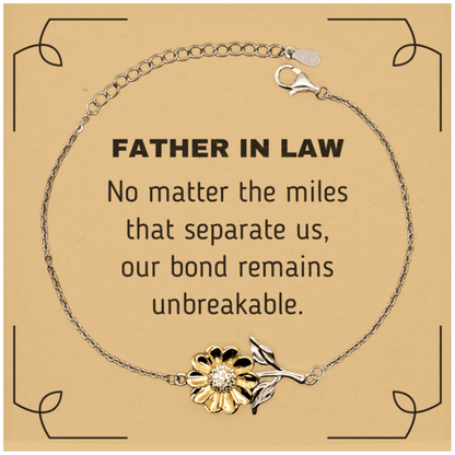 Father In Law Long Distance Relationship Gifts, No matter the miles that separate us, Cute Love Sunflower Bracelet For Father In Law, Birthday Christmas Unique Gifts For Father In Law - Mallard Moon Gift Shop
