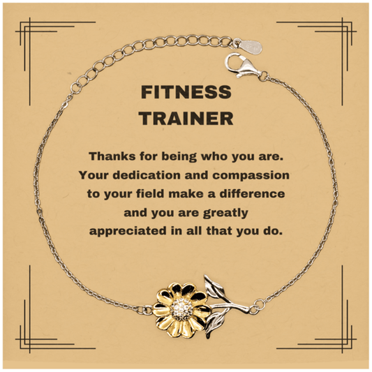 Fitness Trainer Sunflower Bracelet - Thanks for being who you are - Birthday Christmas Jewelry Gifts Coworkers Colleague Boss - Mallard Moon Gift Shop