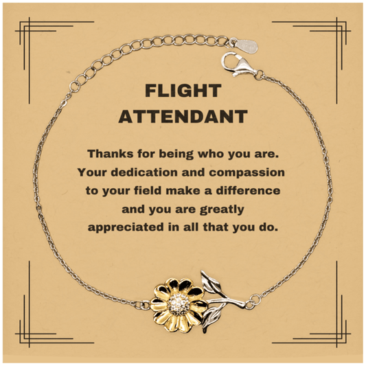 Flight Attendant Sunflower Bracelet - Thanks for being who you are - Birthday Christmas Jewelry Gifts Coworkers Colleague Boss - Mallard Moon Gift Shop