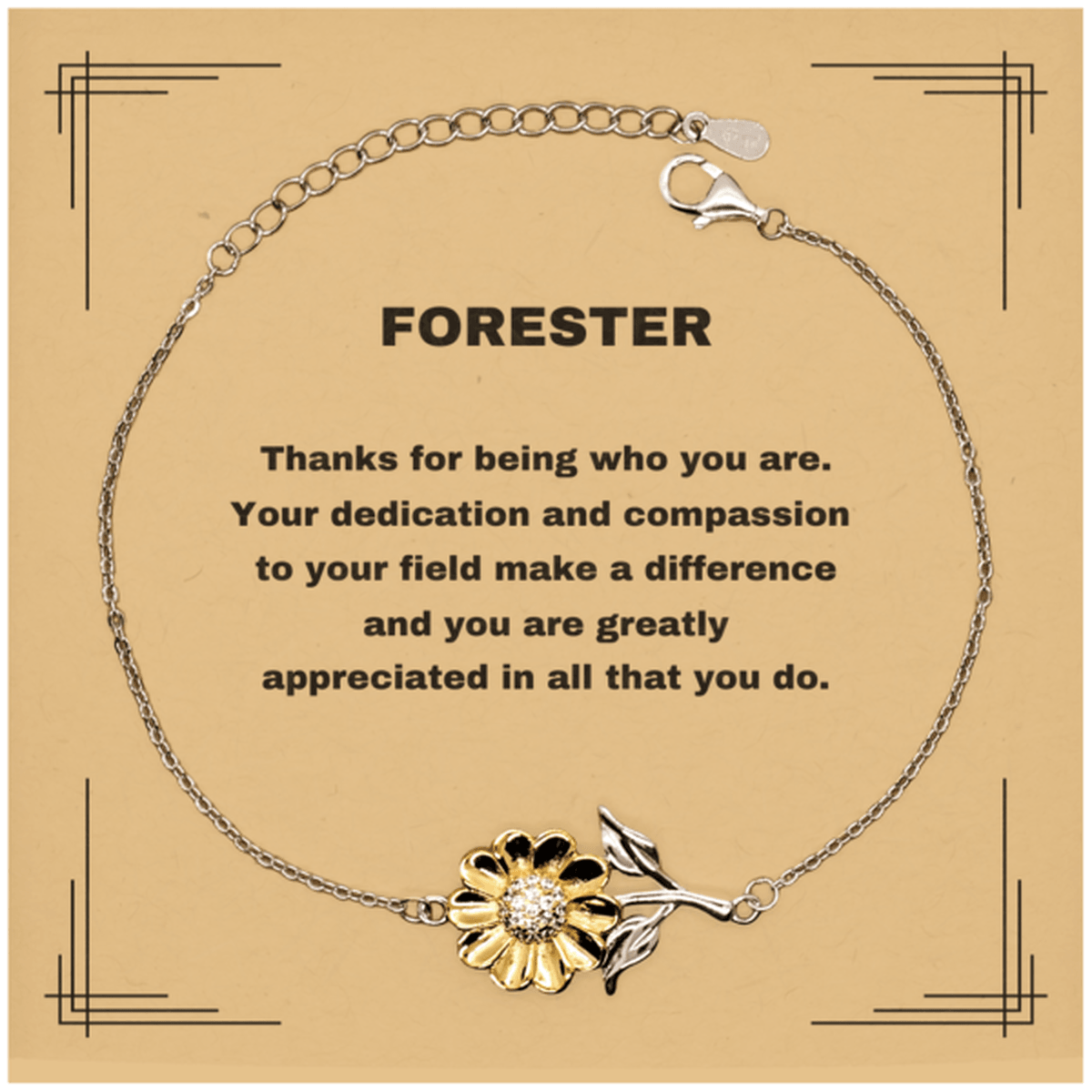 Forester Sunflower Bracelet - Thanks for being who you are - Birthday Christmas Jewelry Gifts Coworkers Colleague Boss - Mallard Moon Gift Shop