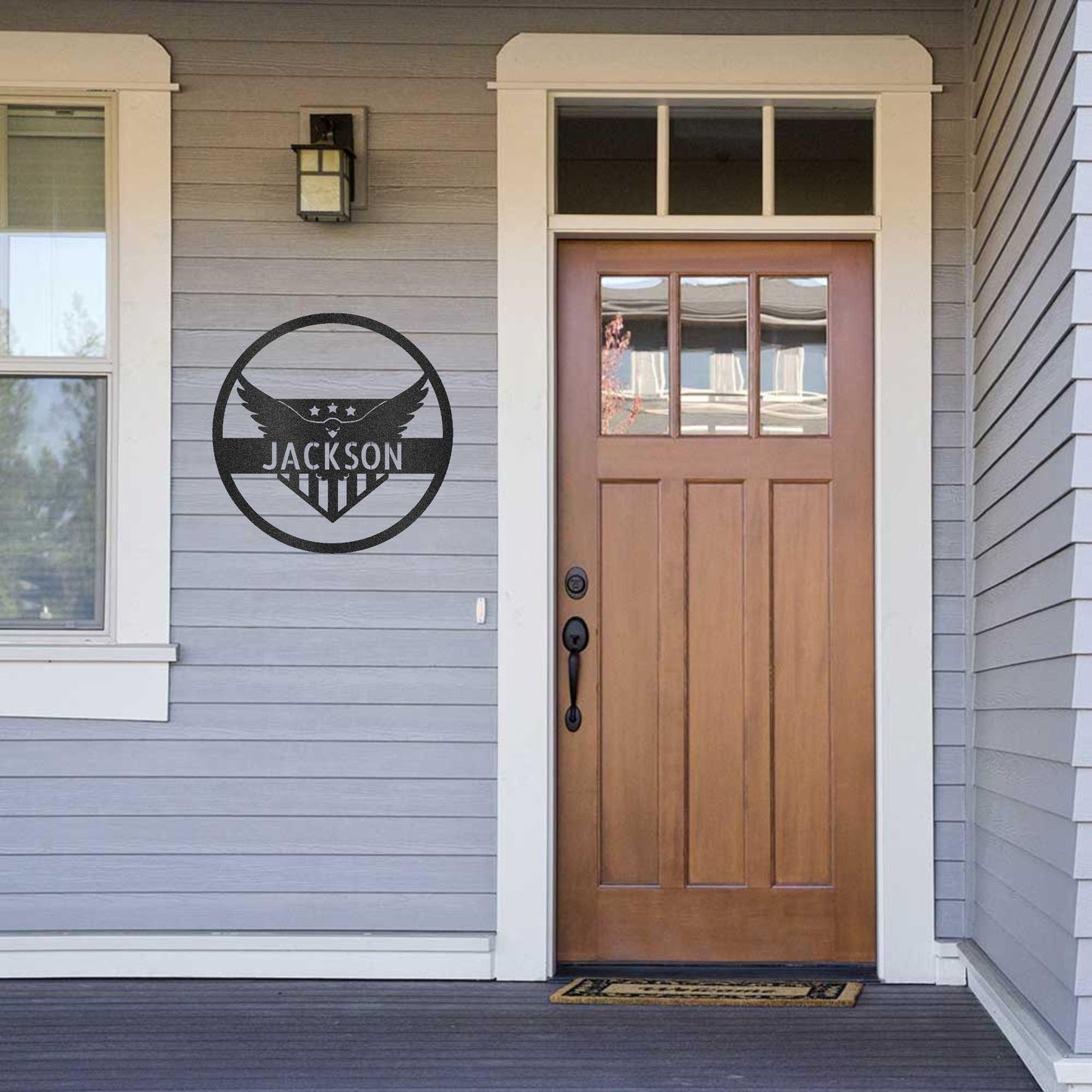 Attacking Eagle Monogram Personalized Indoor Outdoor Steel Wall Sign Art - Mallard Moon Gift Shop