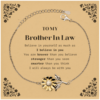 Brother In Law Sunflower Bracelet Gifts, To My Brother In Law You are braver than you believe, stronger than you seem, Inspirational Gifts For Brother In Law Card, Birthday, Christmas Gifts For Brother In Law Men Women - Mallard Moon Gift Shop