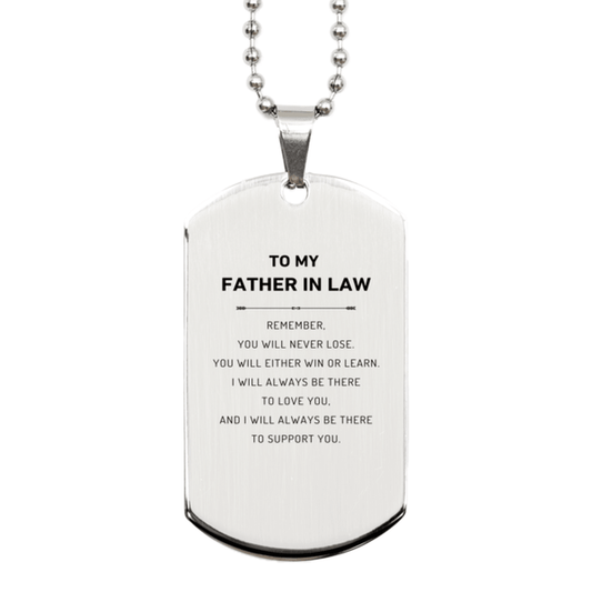Father In Law Gifts, To My Father In Law Remember, you will never lose. You will either WIN or LEARN, Keepsake Silver Dog Tag For Father In Law Engraved, Birthday Christmas Gifts Ideas For Father In Law X-mas Gifts - Mallard Moon Gift Shop