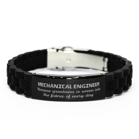 Sarcastic Mechanical Engineer Black Glidelock Clasp Bracelet Gifts, Christmas Holiday Gifts for Mechanical Engineer Birthday, Mechanical Engineer: Because greatness is woven into the fabric of every day, Coworkers, Friends - Mallard Moon Gift Shop