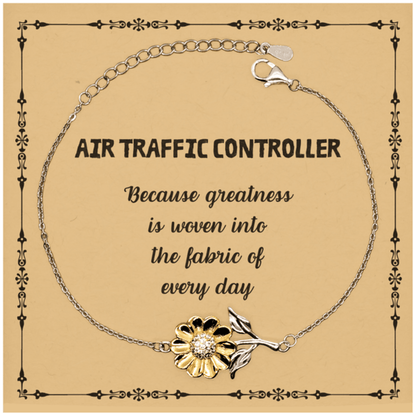 Sarcastic Air Traffic Controller Sunflower Bracelet Gifts, Christmas Holiday Gifts for Air Traffic Controller Birthday Message Card, Air Traffic Controller: Because greatness is woven into the fabric of every day, Coworkers, Friends - Mallard Moon Gift Shop