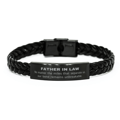 Father In Law Long Distance Relationship No matter the miles that separate us, Our Bond Remains Unbreakable Braided Leather Bracelet Birthday Father's Day Christmas Unique Gifts - Mallard Moon Gift Shop