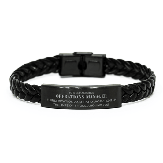 Remarkable Operations Manager Gifts, Your dedication and hard work, Inspirational Birthday Christmas Unique Braided Leather Bracelet For Operations Manager, Coworkers, Men, Women, Friends - Mallard Moon Gift Shop