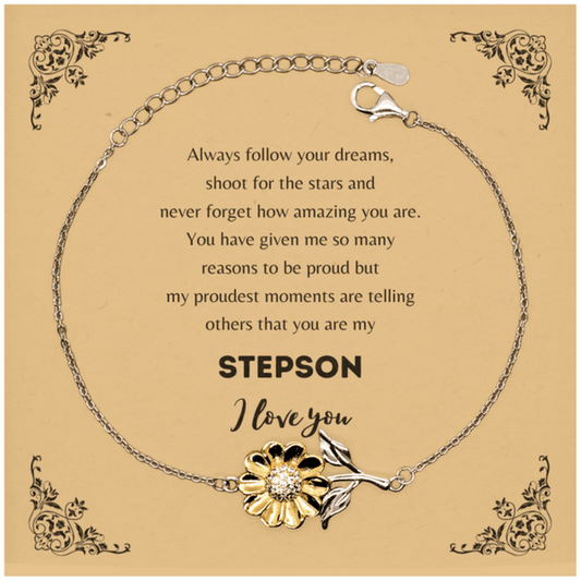 Sunflower Bracelet for Stepson Present, Stepson Always follow your dreams, never forget how amazing you are, Stepson Birthday Christmas Gifts Jewelry for Girls Boys Teen Men Women - Mallard Moon Gift Shop