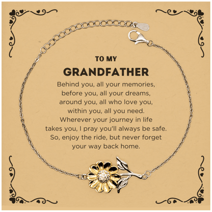 To My Grandfather Gifts, Inspirational Grandfather Sunflower Bracelet, Sentimental Birthday Christmas Unique Gifts For Grandfather Behind you, all your memories, before you, all your dreams, around you, all who love you, within you, all you need - Mallard Moon Gift Shop