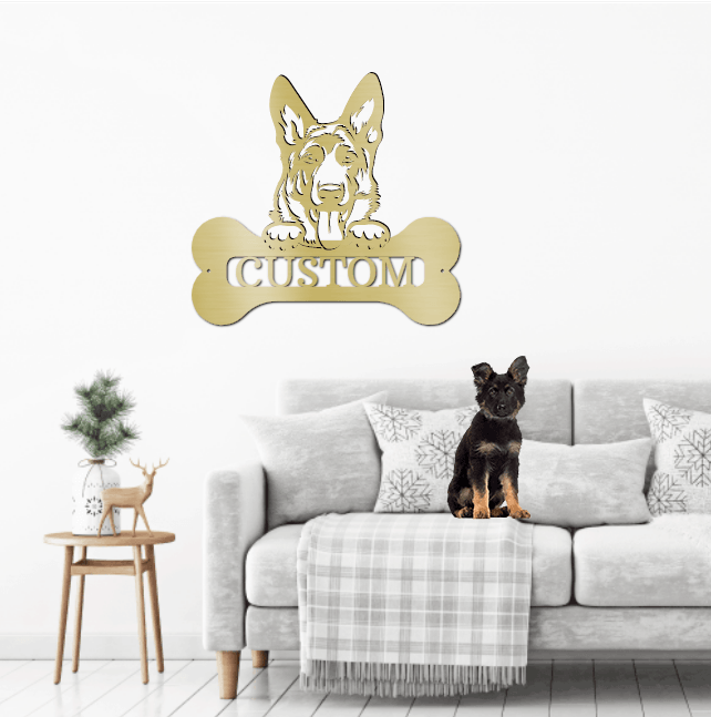 German Sheperd Custom Name Metal Art Wall Sign - Mallard Moon Gift Shop