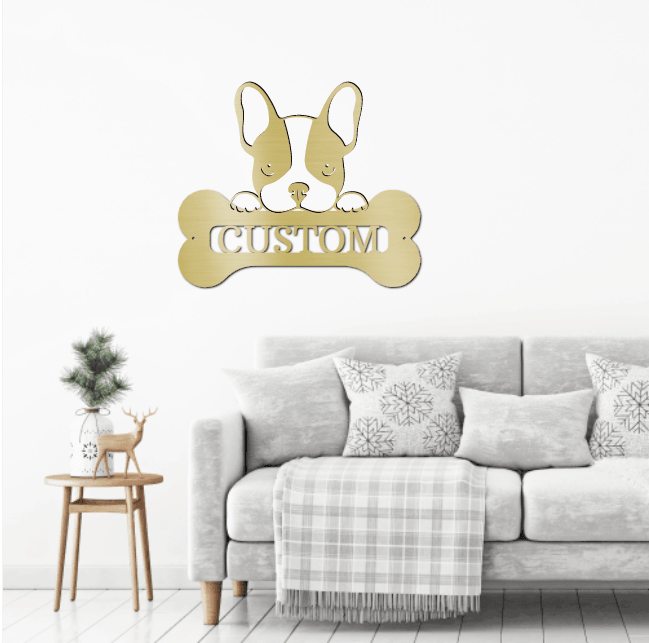French Bulldog Custom Name Metal Art Wall Sign - Mallard Moon Gift Shop
