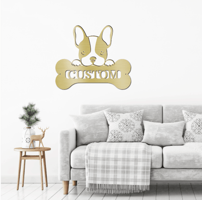 French Bulldog Custom Name Metal Art Wall Sign - Mallard Moon Gift Shop