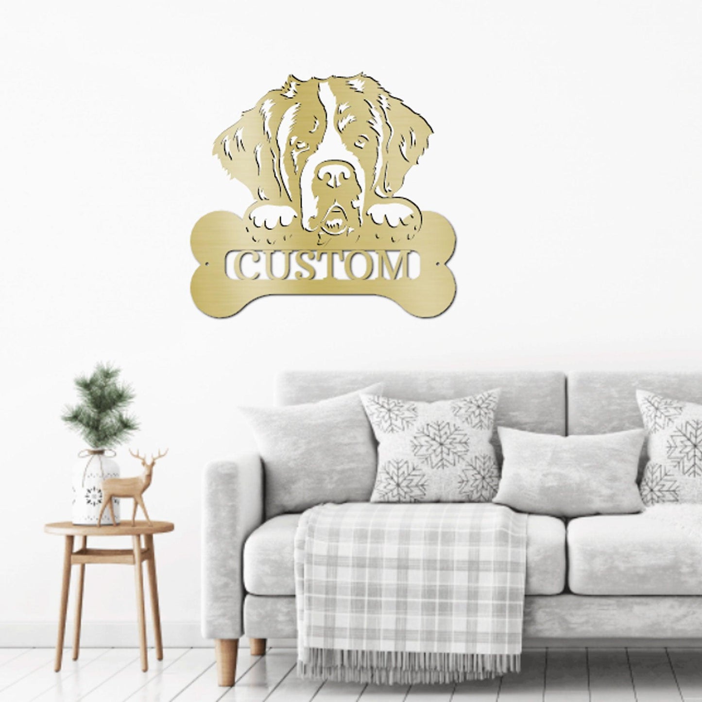 St. Bernard Dog Custom Name Metal Art Wall Sign - Mallard Moon Gift Shop