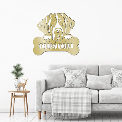 St. Bernard Dog Custom Name Metal Art Wall Sign - Mallard Moon Gift Shop