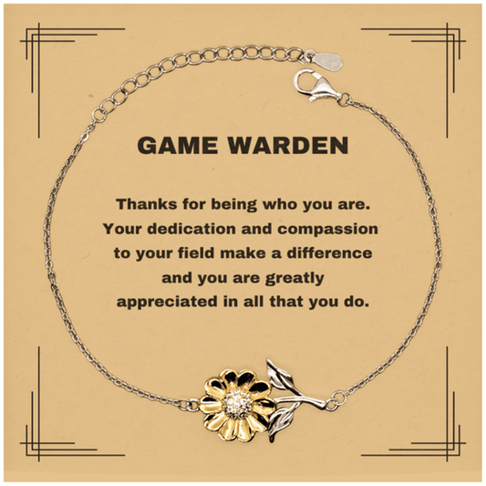 Game Warden Sunflower Bracelet - Thanks for being who you are - Birthday Christmas Jewelry Gifts Coworkers Colleague Boss - Mallard Moon Gift Shop