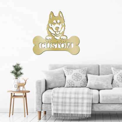 Siberian Husky Dog Custom Name Metal Art Wall Sign - Mallard Moon Gift Shop