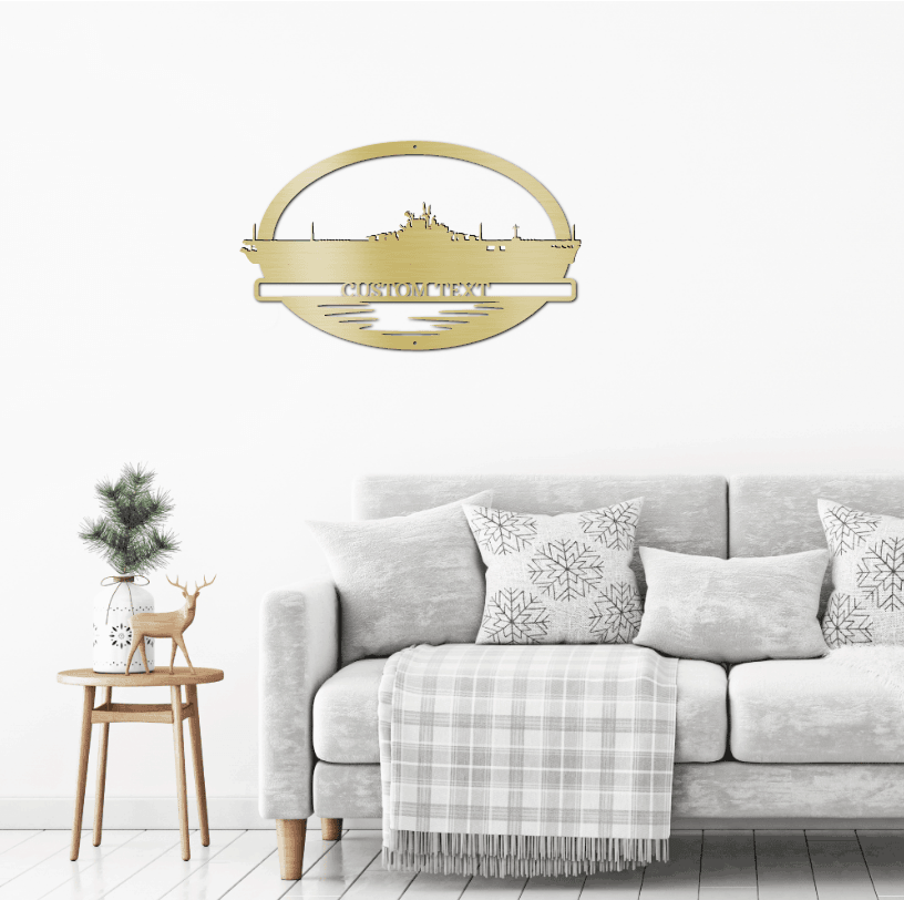 Navy Battleship USS Wasp Silhouette Custom Metal Art Wall Sign - Mallard Moon Gift Shop