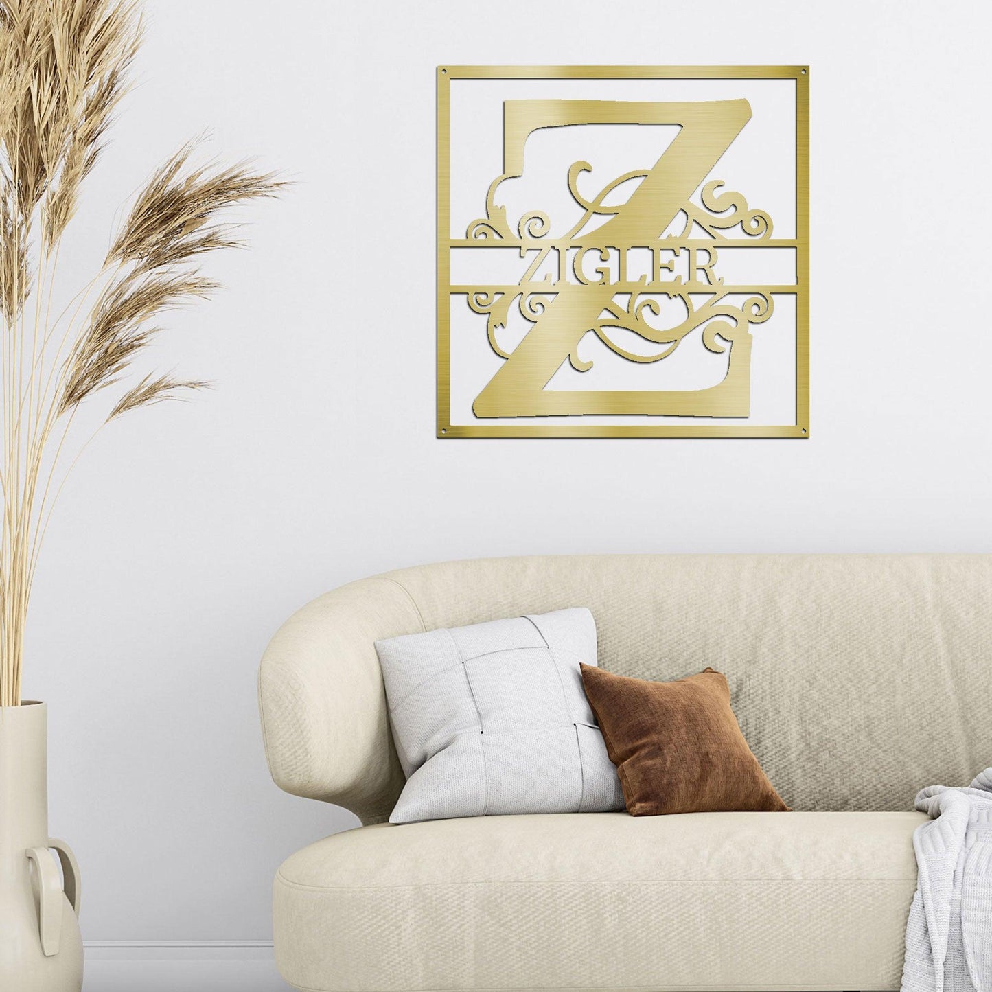 Personalized Split Square Custom Initial and Name Steel Wall Sign Metal Art - Mallard Moon Gift Shop