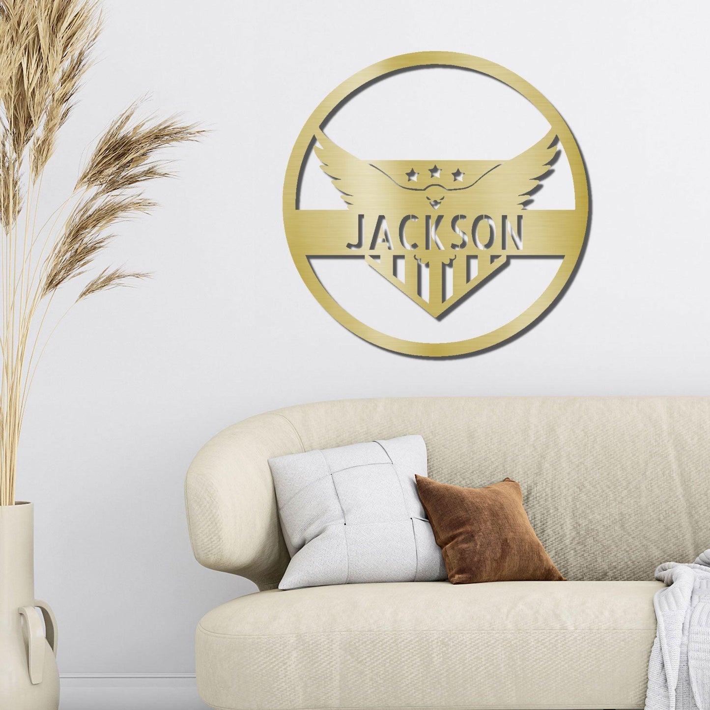 Attacking Eagle Monogram Personalized Indoor Outdoor Steel Wall Sign Art - Mallard Moon Gift Shop