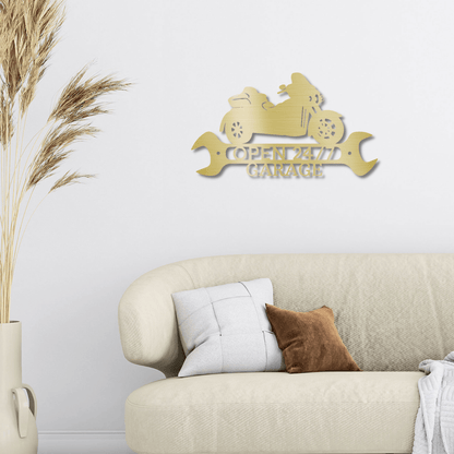 Trike Motorcycle Shop Custom Monogram Metal Art Wall Sign - Mallard Moon Gift Shop
