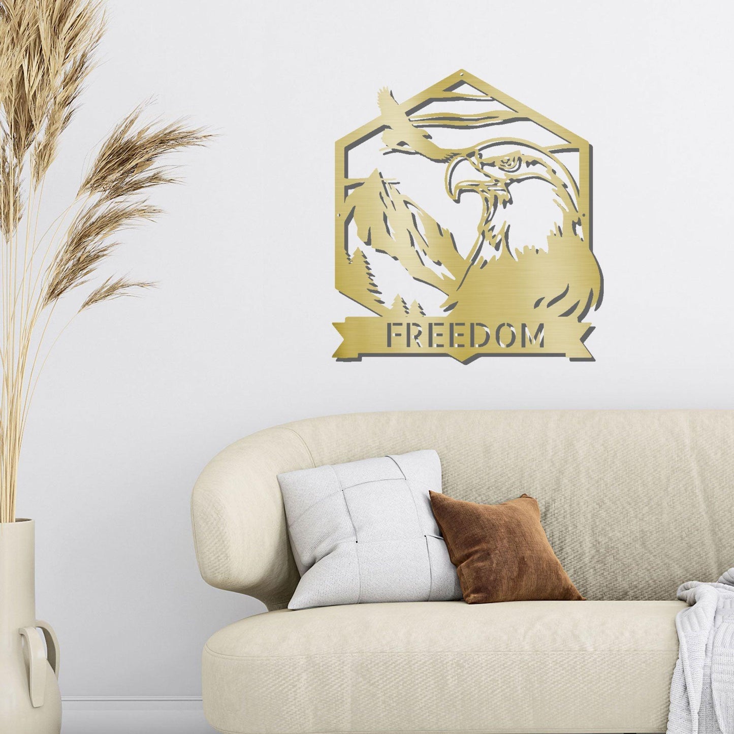 Bald Eagle Mountain Scene Custom Name Metal Art Wall Sign - Mallard Moon Gift Shop