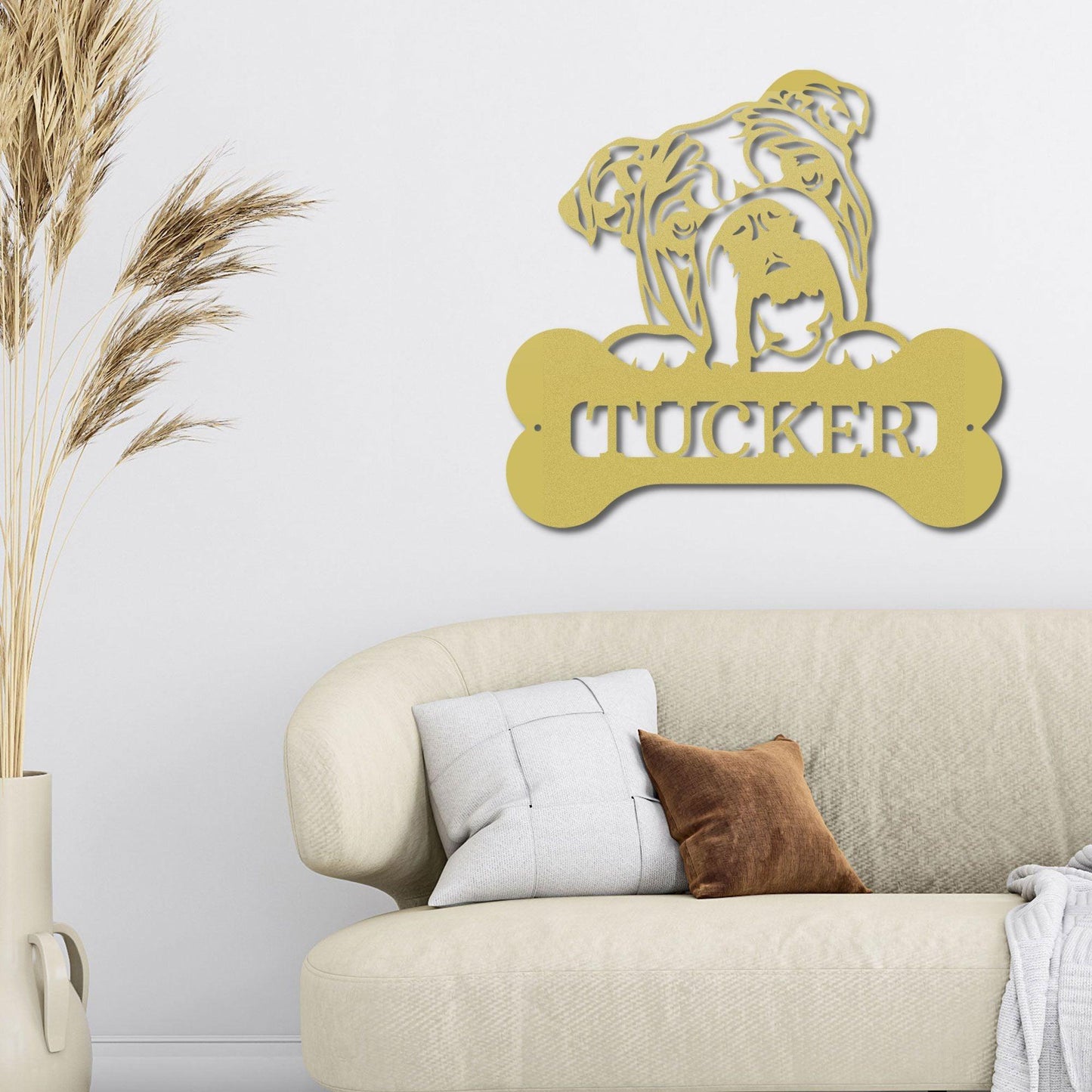 Bulldog Custom Name Metal Art Wall Sign - Mallard Moon Gift Shop