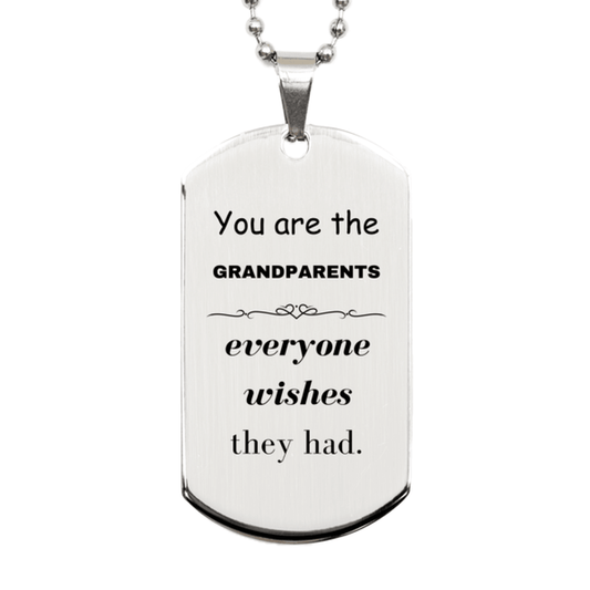 Grandparents Silver Dog Tag, Everyone wishes they had, Inspirational Dog Tag Necklace For Grandparents, Grandparents Gifts, Birthday Christmas Unique Gifts For Grandparents - Mallard Moon Gift Shop