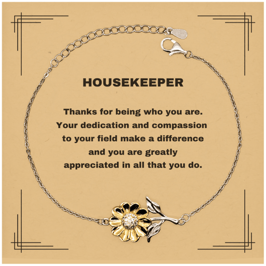 Housekeeper Sunflower Bracelet - Thanks for being who you are - Birthday Christmas Jewelry Gifts Coworkers Colleague Boss - Mallard Moon Gift Shop