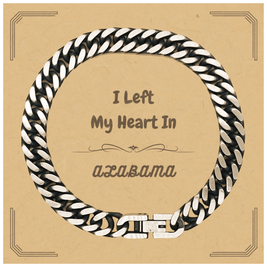 I Left My Heart In Alabama Gifts, Meaningful Alabama State for Friends, Men, Women. Cuban Link Chain Bracelet for Alabama People - Mallard Moon Gift Shop