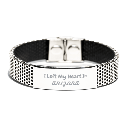 I Left My Heart In Arizona Gifts, Meaningful Arizona State for Friends, Men, Women. Stainless Steel Bracelet for Arizona People - Mallard Moon Gift Shop