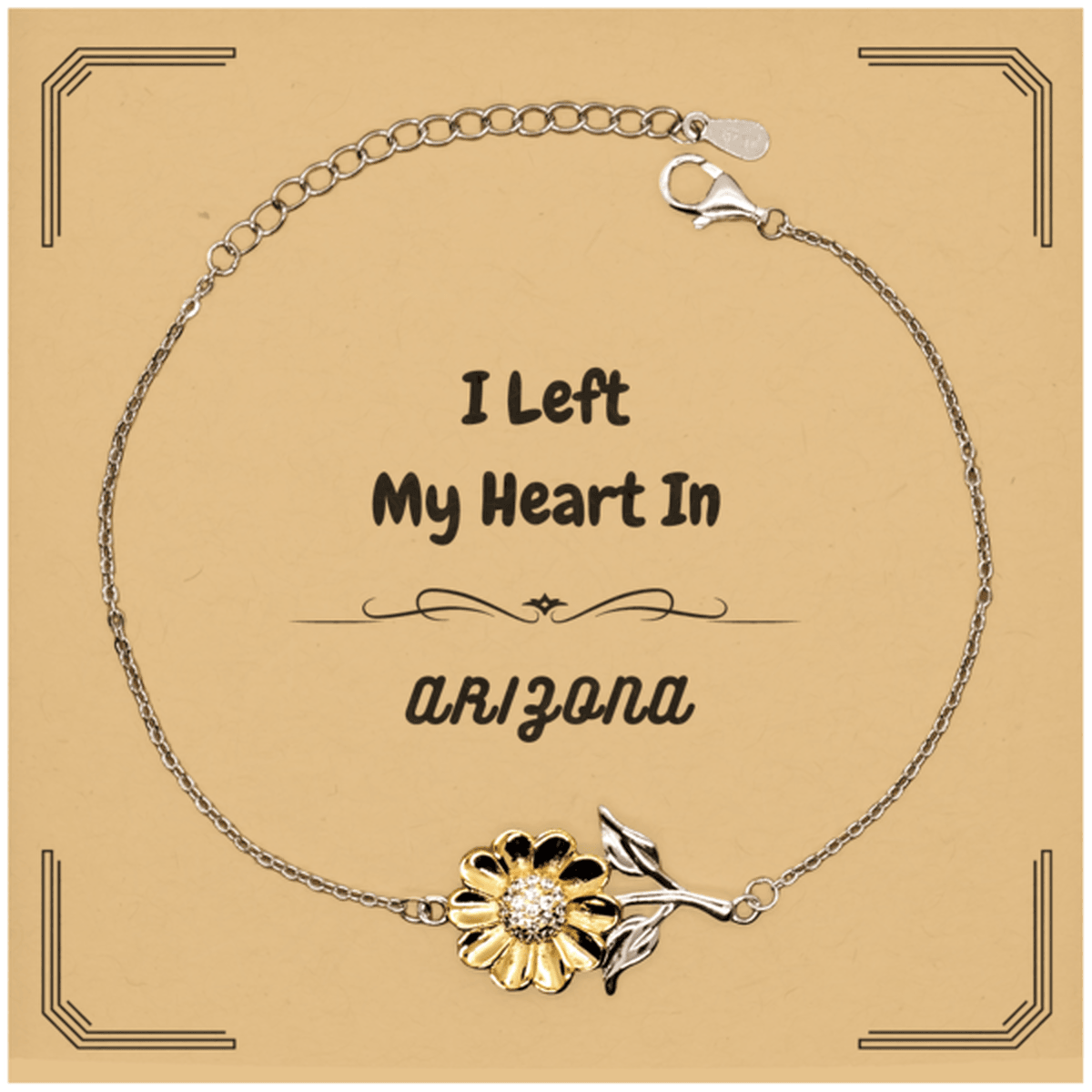 I Left My Heart In Arizona Gifts, Meaningful Arizona State for Friends, Men, Women. Sunflower Bracelet for Arizona People - Mallard Moon Gift Shop