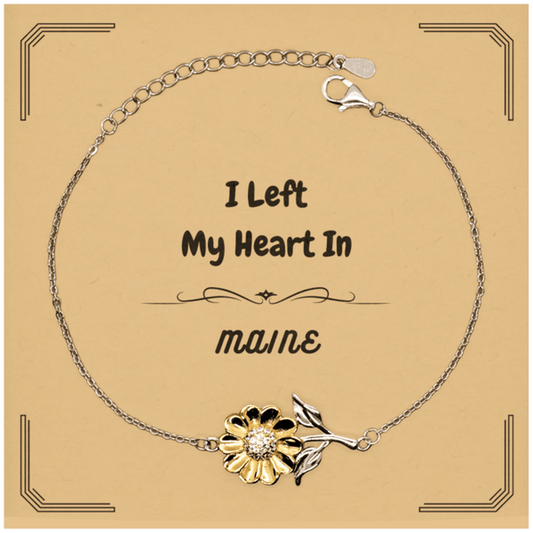 I Left My Heart In Maine Gifts, Meaningful Maine State for Friends, Men, Women. Sunflower Bracelet for Maine People - Mallard Moon Gift Shop