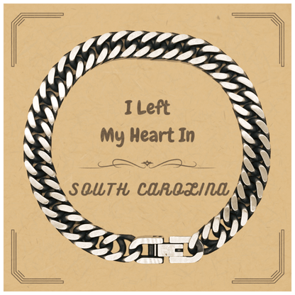 I Left My Heart In South Carolina Gifts, Meaningful South Carolina State for Friends, Men, Women. Cuban Link Chain Bracelet for South Carolina People - Mallard Moon Gift Shop
