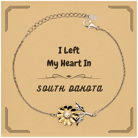 I Left My Heart In South Dakota Gifts, Meaningful South Dakota State for Friends, Men, Women. Sunflower Bracelet for South Dakota People - Mallard Moon Gift Shop