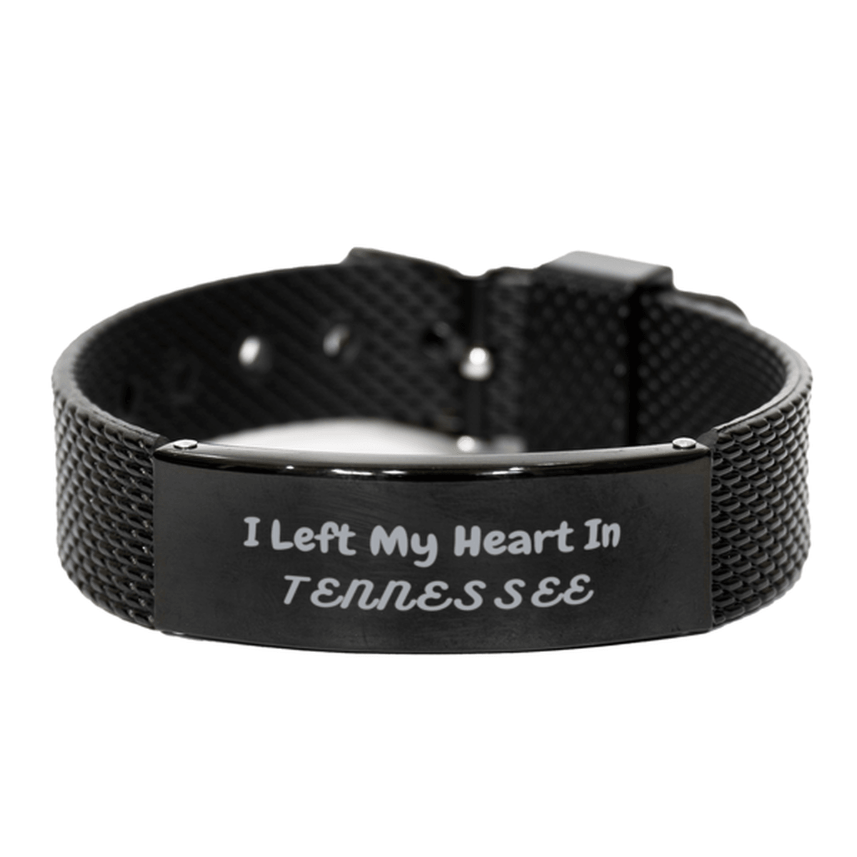 I Left My Heart In Tennessee Gifts, Meaningful Tennessee State for Friends, Men, Women. Black Shark Mesh Bracelet for Tennessee People - Mallard Moon Gift Shop