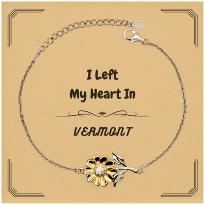 I Left My Heart In Vermont Gifts, Meaningful Vermont State for Friends, Men, Women. Sunflower Bracelet for Vermont People - Mallard Moon Gift Shop