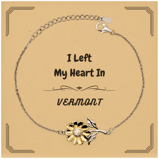 I Left My Heart In Vermont Gifts, Meaningful Vermont State for Friends, Men, Women. Sunflower Bracelet for Vermont People - Mallard Moon Gift Shop