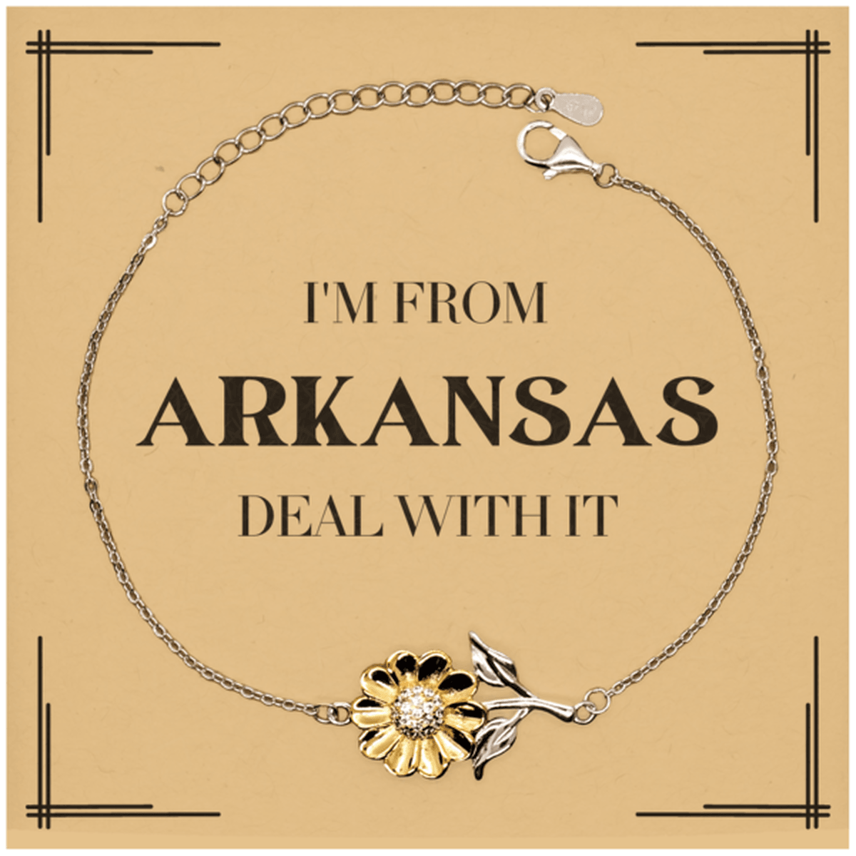 I'm from Arkansas, Deal with it, Proud Arkansas State Gifts, Arkansas Sunflower Bracelet Gift Idea, Christmas Gifts for Arkansas People, Coworkers, Colleague - Mallard Moon Gift Shop